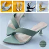 Sandals Luxury Gladiator High Heels Women Jelly Transparent PVC Knit Pointed Toe Slippers Flip Flops Party Office Pumps