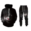 Heren tracksuits heren hoodies pakken zwart-witte 3d clown print trui broek tweedelig herfst winter jogging sportkleding