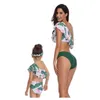 Summer Family Matching Swimsuit 2pcs Sets Floral Halter Ruffles Bikini Triangle Swimming Trunks Mother Daughter E0121 210610