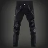 Höst biker skinny män gotiska punk mode faux läder byxor pu spännen hip hop zippers svart byxor manliga män