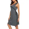 Fashion Gravid Kvinnor Kläder V-Neck Solid Ärmlös Break Feeding Maternity Nursing Dress Graviditet Kläder Robe Femme Q0713