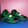 Sapatos femininos de verão 2023 senhoras fundo grosso couro genuíno verde retro sandalis p20/20d50