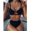 Sexy Badebekleidung Hohe Taille Badeanzug Brazilian Biquini Leopard Print Bikini Set Ring Badeanzug Sommer 2 Stück Frauen 210630