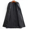 Lautaro Svart Oversized Leather Trench Coat för Kvinnor Raglan Sme Loose Spring Womens Kläder Lång Soft Faux Leather Coat 211007