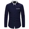 Men's Casual Shirts Turn Down Collar Shirt For Men Dressy Color Turndown-Collar Long Slim Sleeve Top White T PackMen's