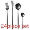24Pcs/set Gold Cutlery Silverware Set Steak Knife Fork Coffee Spoon Teaspoon Noble Wedding Party Travel Home Luxury 210928