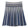 Höst Vinter Vintage Geometrisk Jacquard Stickad 2 Piece Set Kvinnor Sweater Pullover Top + A-Line Ball Gown Mini Kjolar Sets 210416