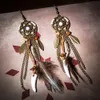 Longue plume gland frange boucles d'oreilles pendantes indien ethnique Vintage luxe fête de mariage bijoux pour femmes