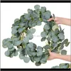 Dekorativa Blommor Kransar 2m Artificiell Eukalyptus Garland Hängande Rattan Bröllop Greenery Party Backdrop Arch Wall Decor NFXQ0 YWVIC