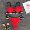 Bayan Mayo Seksi Push-Up Yastıklı Bikini Set Mayolar Kadınlar Mektubu Sevilen Baskılı Mayo