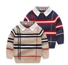 1-8T Toddler Kid Boy Clothes Autumn Girl Fashion Knitted Gentleman Knitwear Winter Warm pullover Top Long Sleeve Plaid Sweater Y1024