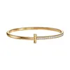 T-shaped diamond luxury brand love bracelet ladies sterling silver plating rose yellow gold platinum classic wedding jewelry2617