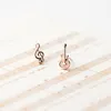 Stud Earrings Real 925 Sterling Silver For Women Teen Girls Musical Notes Guitar Asymmetrical Earings Crystal Cute Small Jewelry