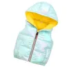Outono inverno infantil de algodão colete com capuz impermeável para menino1-7y kid sem mangas jaqueta meninas de bebê colete 211203