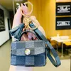 Mini Mini Bag Keychains Personalidade Simples Coin Burse Earphone Plaid Bag Charm Presente para Garday301Y