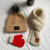 Baretten baby hoed herfst en winter kinderen sjaal set jongens meisjes schattige gebreide wol modeontwerper voor kinderen