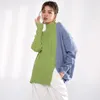 [EAM] gris bleu pull à tricoter irrégulier lâche col roulé à manches longues femmes pulls mode automne hiver 1Y21906 211011