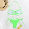 Grön bikini split typ ren färg kvinnor sexig gudinna utskrift bikinis set push-up classic patterns swimwear för tjej