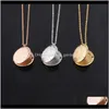 Necklaces Pendants Jewelry Drop Delivery 2021 Vintage Engraved Flowers Round 3 Color Stainless Steel Diy Picture Frame Po Locket Pendant Neck