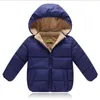 冬の子供のコットンコートプラスベルベット厚い赤ちゃんのフード付きジャケットの女の子と男の子の子供たちのダウン210611
