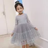 Retail Spring Autumn Baby Girls Dresses Lace embroidery Splice gauze Long Sleeve Dress Children Clothing E316964 210610