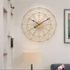 Relógios de parede Relógios retro nórdicos minimalista de ferro forjado relógio mudo de 50 cm de sala de estar decoração de metal redondo tempo criativo