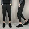 Zomer katoen casual enkellengte heren broek zwarte joggers mannen solide mannen harembroek fitness streetwear slanke mannelijke 210715