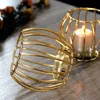 Candle Holders 1PC Golden Metal Holder Christmas Decoration Luxury Candlestick Dining Table Ornaments