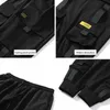 Techwear Hosen Hip-Hop Jogger Herren Schwarz Harem Overalls Multi-Pocket Ribbon Sport Streetwear Casual 210715