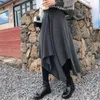 Khaki Black Dark Gray Solid Knitting Irregular A-line Midi Skirt Empire Casual Pleated S0127 210514