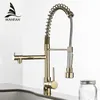 Keukenkranen Goud Torneira Para Cozinha Kraan voor Keuken Sink Single Trek Uit Spring Spout Mixers Koudwaterkraan 866021 211108