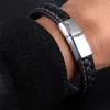 Gliederkette Buddha Charm Armband Armband Punk Schwarz Geflochtenes Leder Für Männer Sicherheitsverschluss Armreifen Geschenke Schmuck BB04 Fawn22