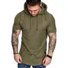 Men's T-Shirts Men T-shirt Summer Solid ShortSleeve T Shirt Casual Slim Hooded Streetwear Tshirt M-3XL Oversize Plus Size Tops