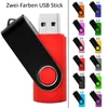 Multi gekleurde 2.0 USB-drives Storages Swivel Flash Drive 64G 32G 16G 8G 4G 512MB Metal Stick