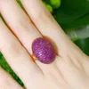 Gorgeous African Red Cubic Zirconia Dubai Gold Color Round Bridal Wedding Ring Luxury Female Jewelry Accessories R181 210714