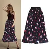 Skirts Women High Waist Pleated A-Line Swing Skirt Chiffon Multilayer Stretchy 2022 Printing Female ClothingSaia Bottoms Fitness