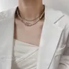 Collares colgantes VSnow, diseño único, collar de línea geométrica Irregular de doble capa para mujeres y niñas, joyería con cuentas de perlas de imitación