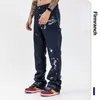 Firmranch Graffiti Splashed Ink per uomo Jeans denim a piede largo Homme Pantalone moto originale