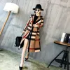 Dameswolmengsels 2021 Fashion Plaid Trench Coat Leisure Revers Double-Breasted All-Women's Taille Print