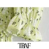 Women Chic Fashion Floral Print Ruffled Midi Dress Vintage Back Bow Tied Smocked Elastic Female Dresses Vestidos 210507