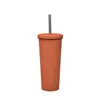 Double-layer 304 Stainless Steel Straw Mug Cup 700ml Vacuum Outdoor Instulation Tumbler Drinking Coffee Cups 496