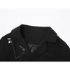 Gotik Punk Kırpma Blazer Ceket Ceket kadın Uzun Kollu Siyah Hırka Kruvaze Zincir Tasarım Goth Moda Giyim 210417