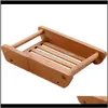 Aessories Hem Gardenwooden Naturliga Bamboo Tvålfack Bricka Kreativ Enkel Manuell Avloppshållare Förvaring Box Container för badduschplatta