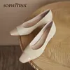 Sophitina Gentle Wind Mid-Heel Square Toe Kvinnor Skor Stitching Sheepskin Simple Shoes Spring All-Match ALIP-ON Lady Pumps AO188 210513