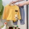 秋の子供赤ちゃん男の子服ファッションデニムジャケットトップパンツ3本/セット幼児子供カジュアル服冬の幼児トラックスーツ220212