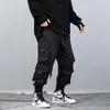 Pantalon parachutiste Harajuku pour hommes, vêtements amples tactiques Hip Hop avec cordon de serrage, salopette Cargo multi-poches, Techwear pantalon décontracté