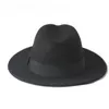 Hattar med bred brätte 2 Stor storlek 100% Ull Herr Filt Trilby Fedora Hatt För Gentleman Top Cloche Panama Sombrero Keps 56-58,storlek 59-61CM