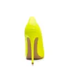 GENSHUO Brand Shoes 10 12CM Heel Pumps Stiletto Neon Yellow Sexy Party High Big Size 10 11 12 210824