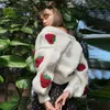 Klalien 패션 우아한 귀여운 프린트 딸기 싱글 브레스트 스웨터 여성 가을 ​​두꺼운 따뜻한 카디건 스웨터 스트리트웨어 211217
