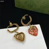 Metal Letter Charm Strawberry Earring Delicate Gold Plated Ear Pendant Luxury Vintage Ears Stud For Party